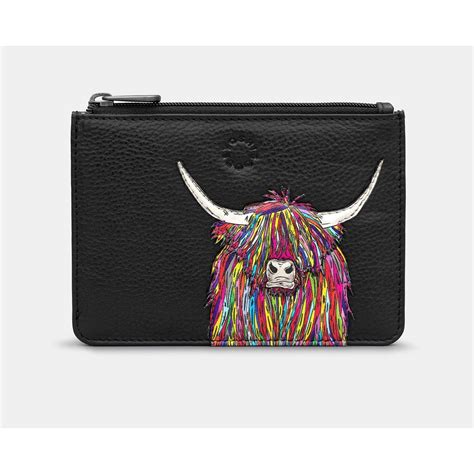 Yoshi Black Highland Cow Zip Top Purse Y1321 Cow 1