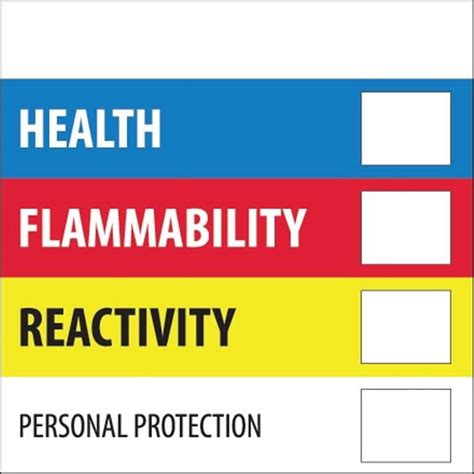 X In Health Flammability Reactivity Labels Multiple Roll Of