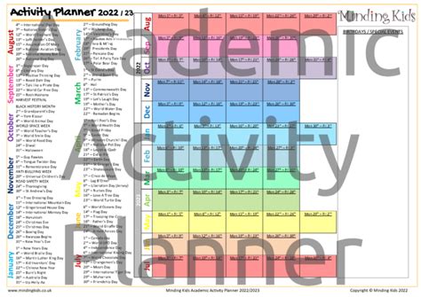 Academic Activity Planner 20222023 Mindingkids