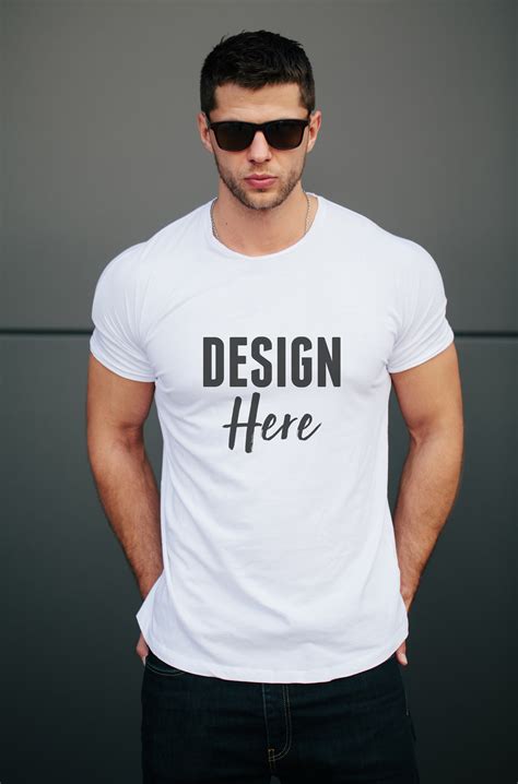 realistic tshirt mockup  male model psd mockup template