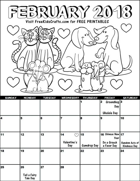 February Calendar Coloring Pages