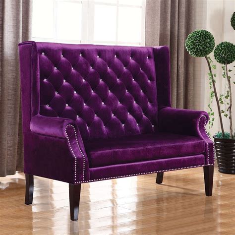 With a solid hardwood frame and a stunning tuftedvelvet upholstery, this. Glam Purple Velvet Settee - Loveseats - Living Room ...