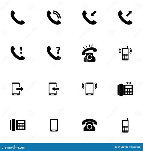 Vector Black Telephone Icons Set Stock Vector Illustration Of
