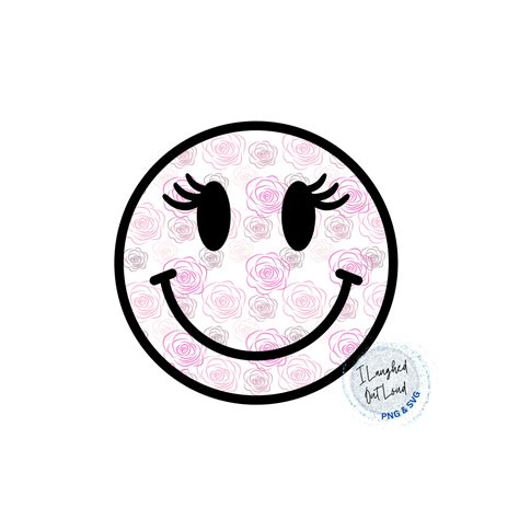 Smiley Face Svg With Eyelashes Smiley Face Png 3 Png And Svg Etsy