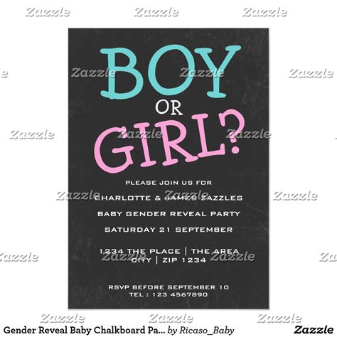 Gender Reveal Baby Chalkboard Party Invitation Zazzle Ca Chalkboard