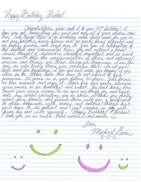 Let your birthday letter tell your girlfriend that her birthday means a lot to you. Between the Bars : Happy 30th Birthday Michael — Michael ...