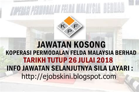 Jawatan Kosong Koperasi Permodalan Felda Malaysia Berhad 26 Julai 2018