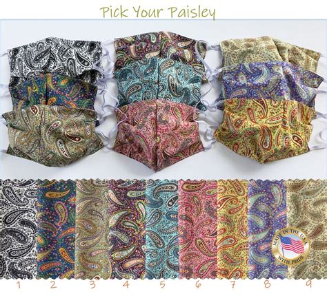 Paisley Face Masks Made In Usa Paisley Mask Pretty Face Etsy