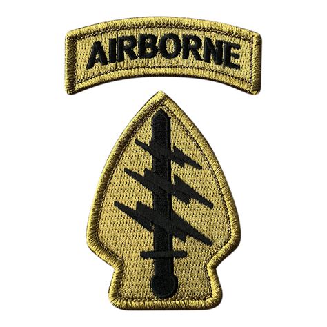 Special Forces Airborne Tab Tactical 2pc Patch Bundle Embroidered Hoo