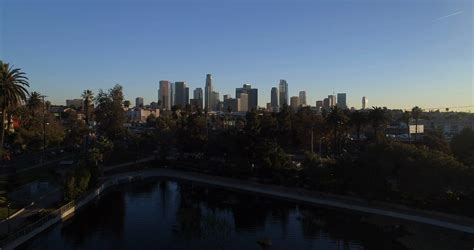 Cinematic Aerial Drone Footage Of Downtown Urban Los Angeles Stock