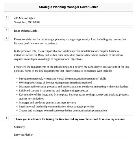 Strategic Planning Manager Cover Letter Velvet Jobs