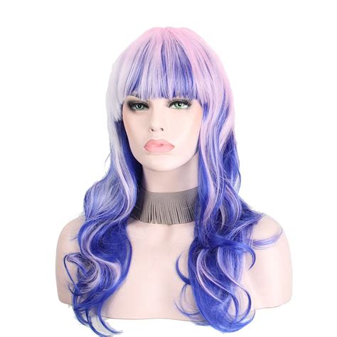 Colorful Cosplay Wig With Bangs Anime Hairs Womans Long Curly Kinky