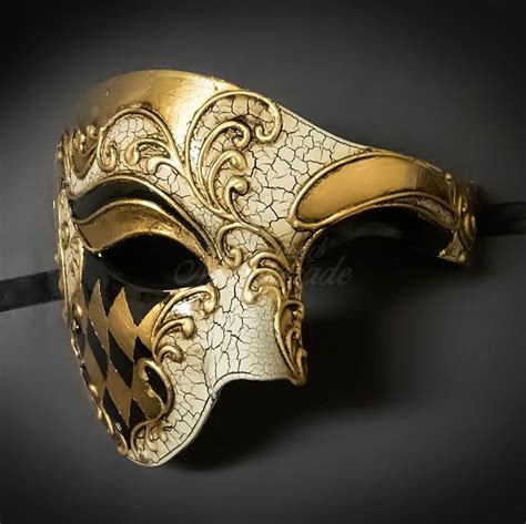 Men S Masquerade Mask Phantom Mask Gold Ivory Phantom Etsy In 2021 Mens Masquerade Mask