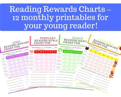 Reading Rewards Charts 12 Monthly Printables For Your Young Etsy