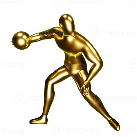 3d Gold Basketball Player Figure Doing Dribble Pose 22990970 Png