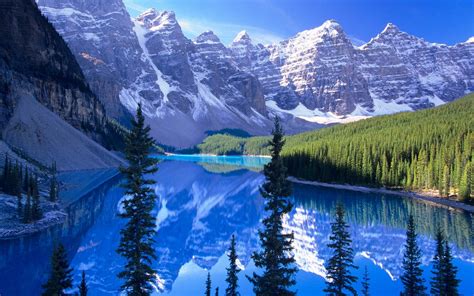 Banff National Park Canada Nature Mountains Lake Forest Hd
