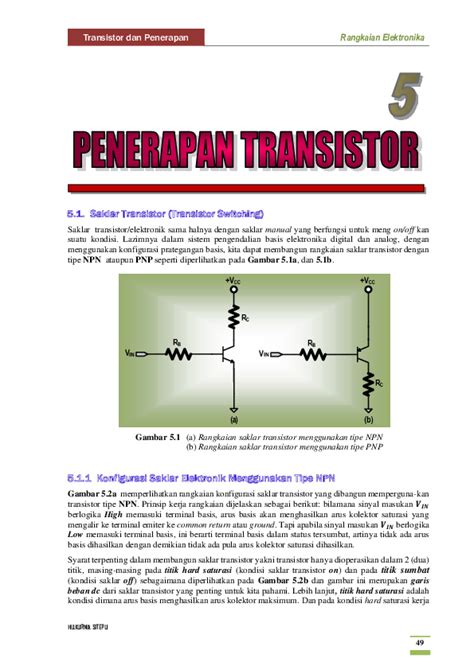 Pdf Transistor Dan Penerapan Rangkaian Elektronika Kurnia Sitepu