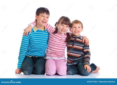 Three Happy Kids Stock Image Image Of Trio Brothers 8377535