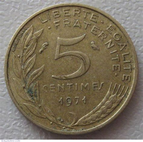 5 Centimes 1971 Fifth Republic 1971 1985 France Coin 941