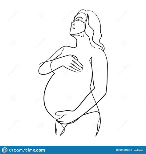 Pregnant Woman Continuous Line Art Stock Vector Illustration Of Maternity Body 254742381