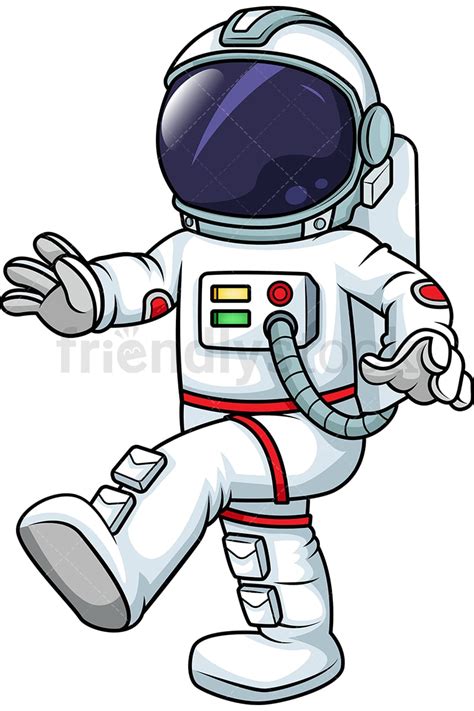 Male Astronaut Walking In Zero Gravity Cartoon Vector Clipart