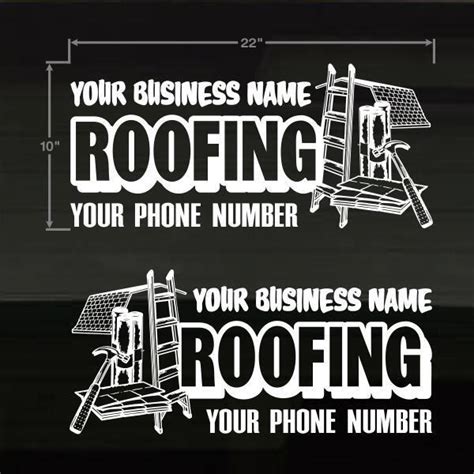 Roofing Roofer Set Of 2 Your Text Doorwindow Lg 22x10 White Decal