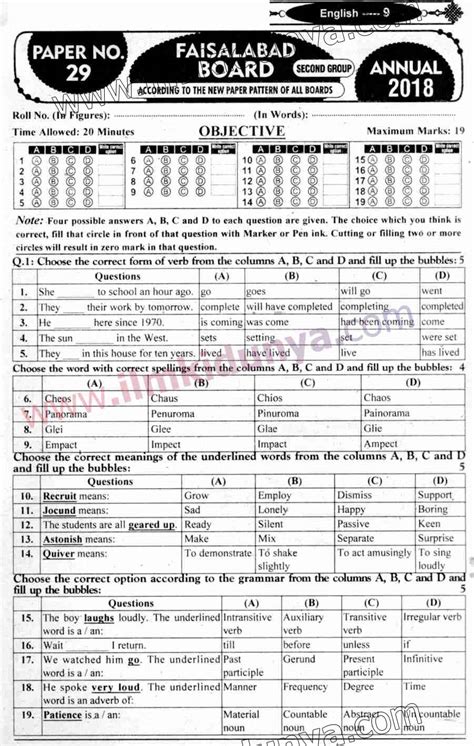 Students that wish to pursue their studies abroad are required to take a specialized english test depending on the institution or country. Past Papers 2018 Faisalabad Board 9th Class English Group ...