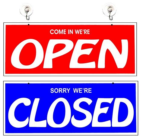 Take a quality printout of this printable open and close sign pdf file, then place it in locations based on your business hours will be an easy way of communication to your customers. Open and Closed Two-Sided Large Business Sign | eBay