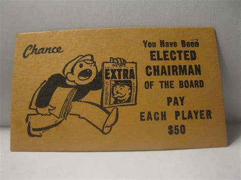 1952 Monopoly Popular Ed Board Game Piece Chance Card Pay Each