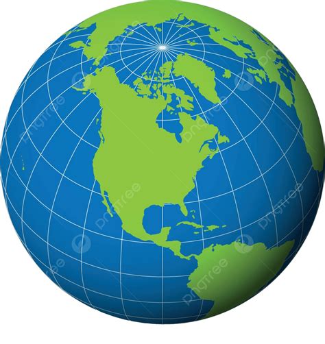 3d Globe With Green Map Blue Oceans Focused On North America Vector