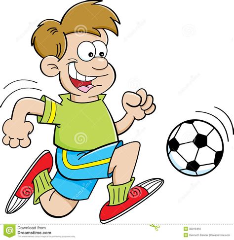 Cartoon Boy Playing Soccer Stock Vector Illustration Of Ball 32019416