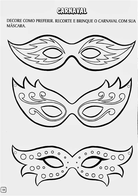 Mascaras De Carnaval Para Colorir