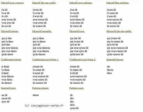 Conjuguer le verbe dire à l'indicatif, au j'ai dit tu as dit il a dit nous avons dit vous avez dit ils ont dit. Conjugaison du verbe dire - décliner dire