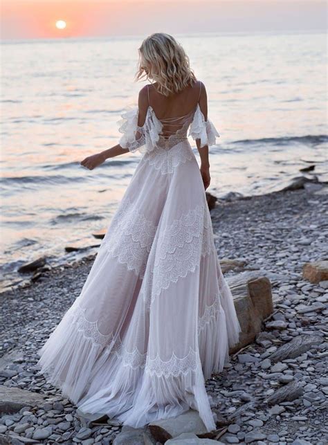 Spaghetti Straps Backless Lace Boho Wedding Dresses Etsy Beach Wedding Dress Boho Short