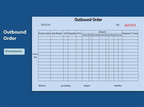 EXCEL Of Outbound Order Form Xlsx WPS Free Templates