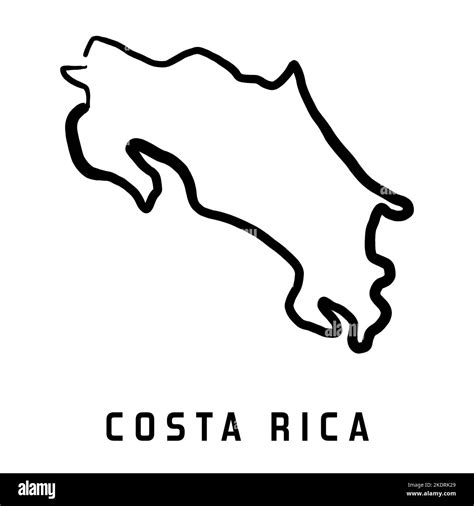 Costa Rica Country Map Simple Outline Vector Hand Drawn Simplified