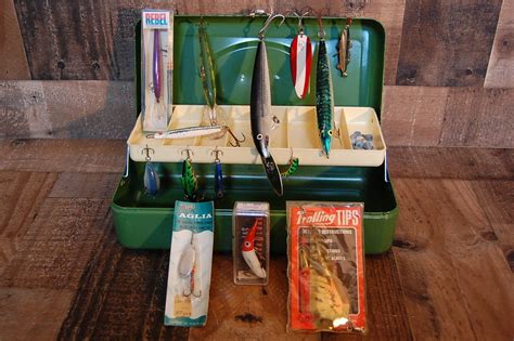 Vintage Fishing Metal Tackle Box With Lures Vintage Etsy