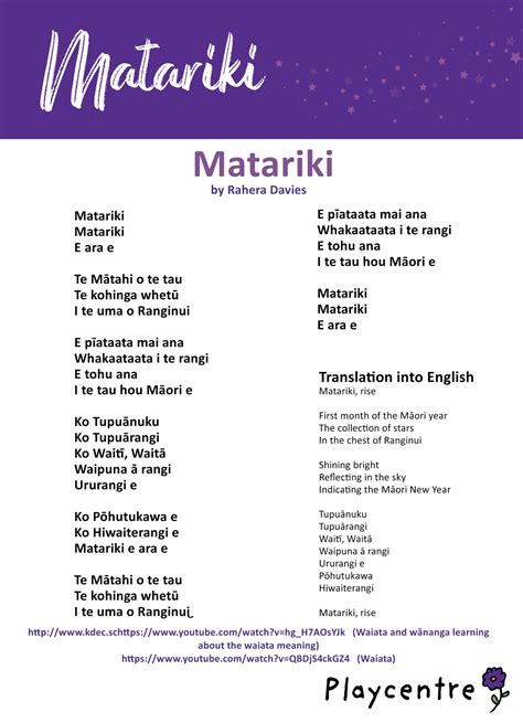 Ngā Waiata O Matariki Songs Of Matariki Playcentre