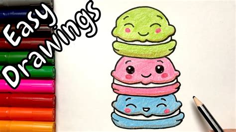 Easy Drawings How To Draw A Cute Macaron Kawaii Color And Draw Step