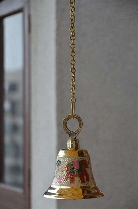 Goldtideas Brass Small Designer Hanging Pooja Bell For Home Brass