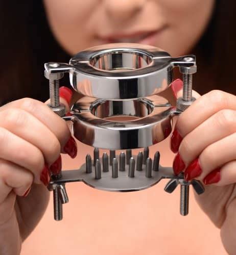 Stainless Steel Spiked Cbt Ball Stretcher And Crusher The Bdsm Toy Shop