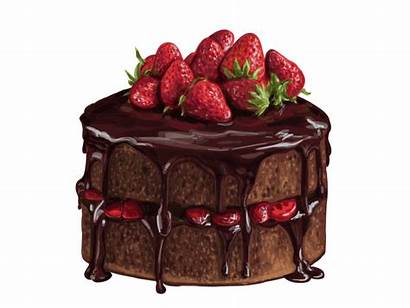 Cake Chocolate Strawberry Candy Drawing Cakes Dessert
