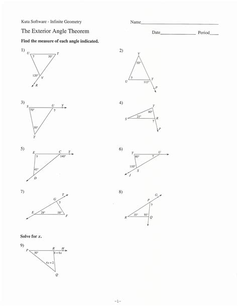 Interior And Exterior Angles Worksheet Pdf