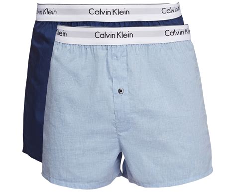 Calvin Klein Mens Modern Cotton Stretch Slim Fit Boxers 2 Pack Blue