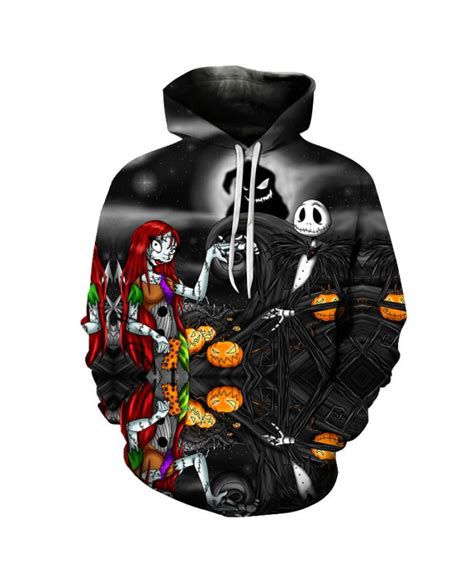 Jack And Sally Pumpkin Happy Halloween Party 3d Hooded