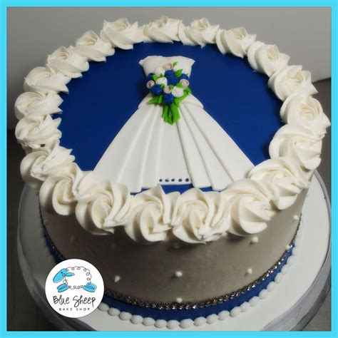 Gluten Free Buttercream Wedding Gown Bridal Shower Cake In Royal Blue