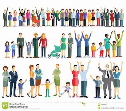 Families Rows Background Waving Colorful Vector Illustration