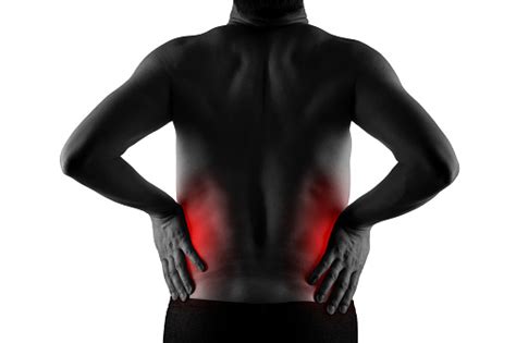 Back Pain Kidney Inflammation Ache In Mans Body Isolated On White
