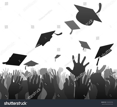 Graduates Graduation Crowd Concept Of Student Hands In Silhouette