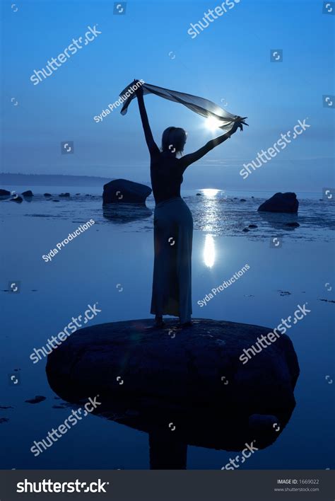 Silhouette Topless Girl Seashore Stock Photo Shutterstock